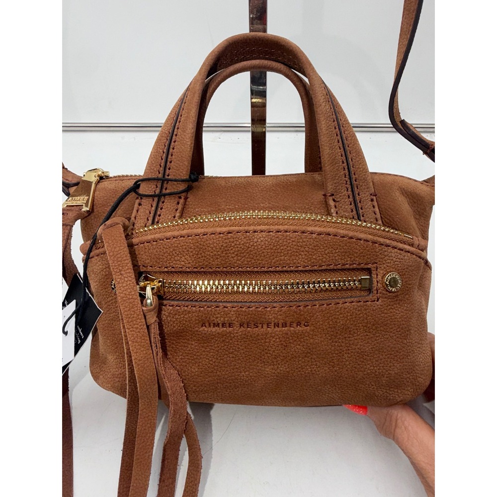Aimee Kestenberg Blaze Mini Satchel Chestnut Nubuck Faux Leather Crossbody AK525
